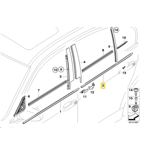 NEW BMW 3 E90 REAR RIGHT DOOR WEATHER STRIP 51357060250 ORIGINAL