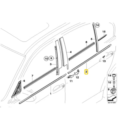 NEW BMW 3 E90 REAR RIGHT DOOR WEATHER STRIP 51357060250 ORIGINAL