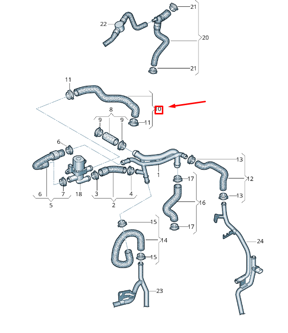 NEW VW TRANSPORTER VI T6 COOLANT HOSE 7E0121157AA ORIGINAL