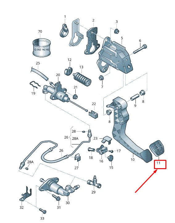 NEW AUDI A1 MK1 CLUTCH PEDAL PAD RHD 6Y27211749B9 6Y2721174 9B9 ORIGINAL
