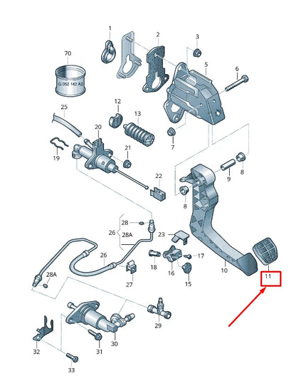 NEW AUDI A1 MK1 CLUTCH PEDAL PAD RHD 6Y27211749B9 6Y2721174 9B9 ORIGINAL