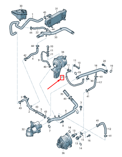 NEW AUDI Q7 4L RIGHT ENGINE COOLANT FEED PIPE 05A121598A ORIGINAL