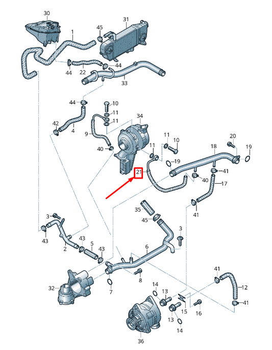 NEW AUDI Q7 4L RIGHT ENGINE COOLANT FEED PIPE 05A121598A ORIGINAL
