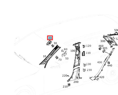 NEW MB E W213 RIGHT COLUMN BADGE WITH COVERING A21369200219051 ORIGINAL
