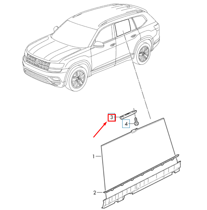 new vw atlas cross sport ca1 rear window sunblind bracket 3cn86178982v original