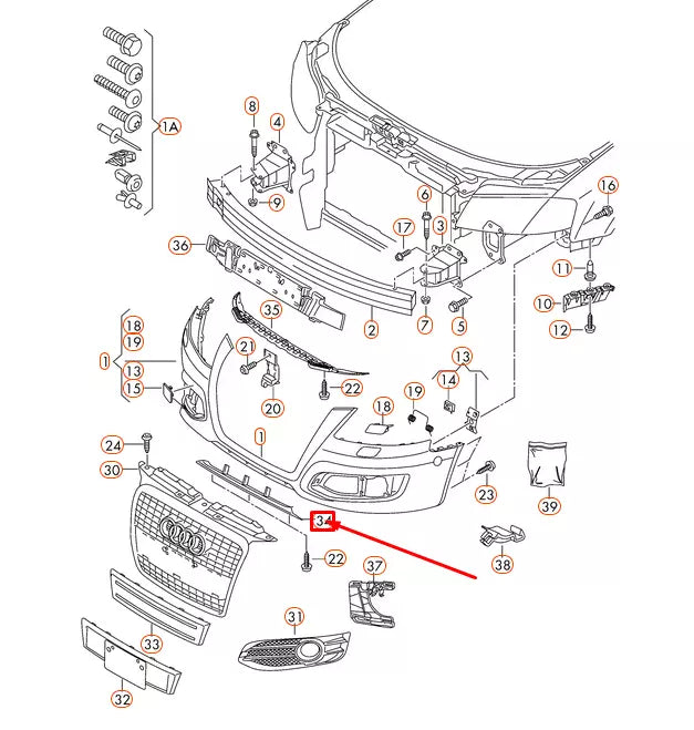 NEW AUDI A3 8P FRONT BUMPER CENTRE LOWER SPOILER 8P0807110D1RR