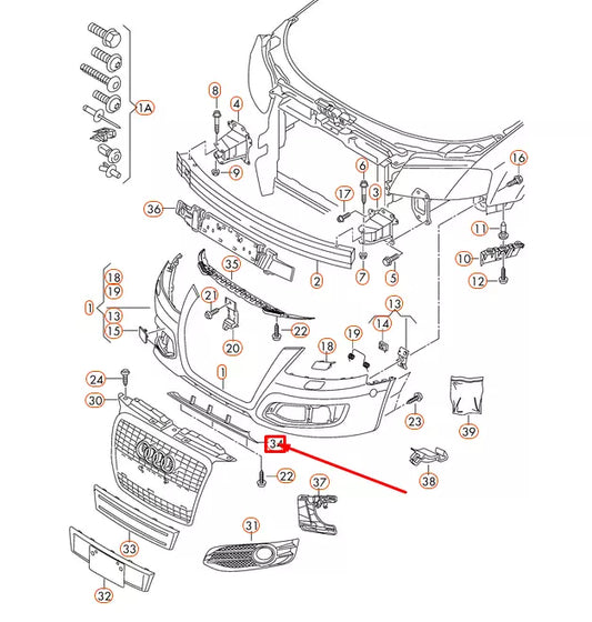 NEW AUDI A3 8P FRONT BUMPER CENTRE LOWER SPOILER 8P0807110D1RR