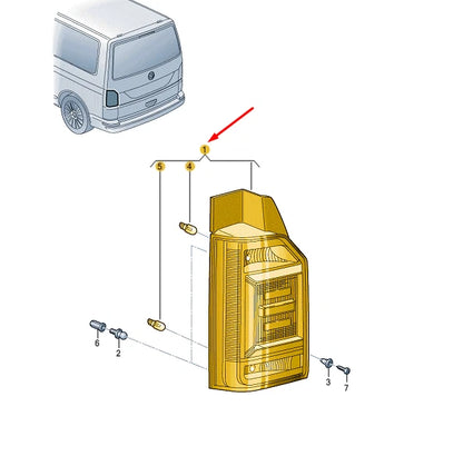 NEW VW TRANSPORTER T6 REAR LEFT LED TAILLIGHT 7E0945207F ORIGINAL