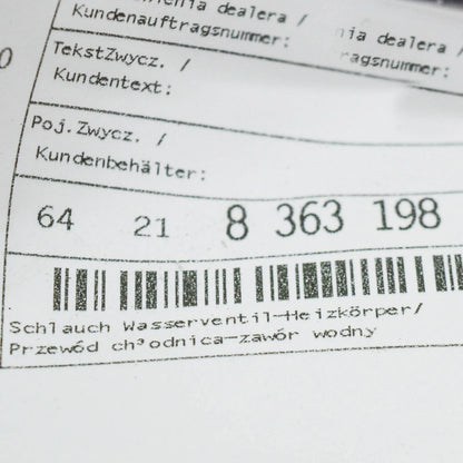 NEW BMW 3 E46 HEATER HOSE UPPER 64218363198 8363198 ORIGINAL