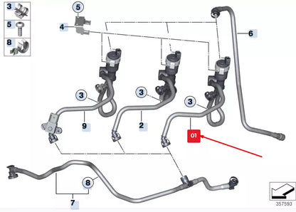 NEW BMW 5 F07 FUEL TANK BREATHER VALVE WITH PIPE 13907636143 ORIGINAL