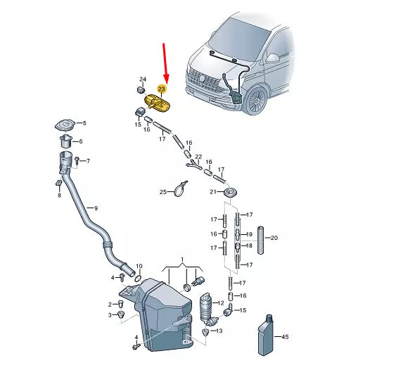 NEW VOLKSWAGEN MULTIVAN T6 WINDSCREEN LEFT WATER JET 7E0955987B ORIGINAL