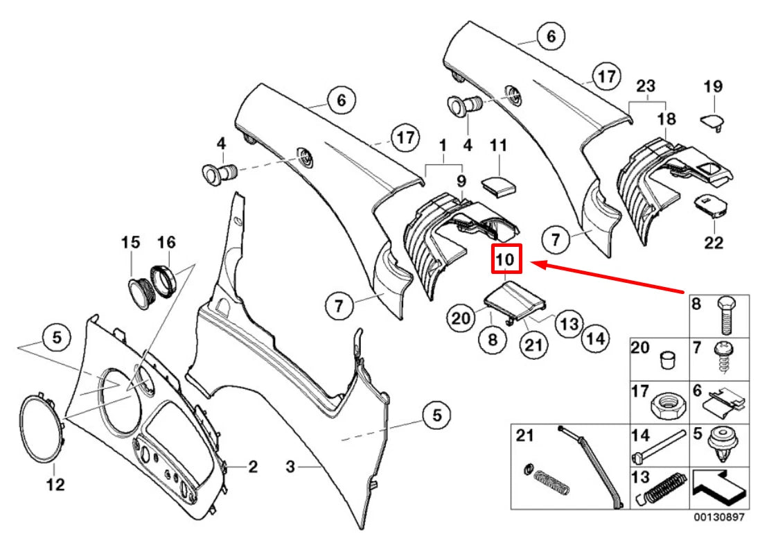 NEW BMW 3 E46 REAR LEFT LATERALTTRIM PANEL COVER 7147725 51437147725 ORIGINAL