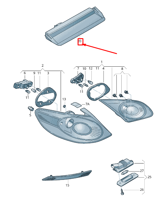 new vw cc 35 rear additional brake light 3c8945087b original