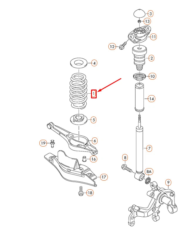 NEW VOLKSWAGEN PASSAT B6 REAR COIL SPRING 3C0511115AL ORIGINAL