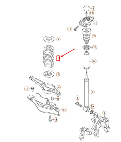 NEW VOLKSWAGEN PASSAT B6 REAR COIL SPRING 3C0511115AL ORIGINAL