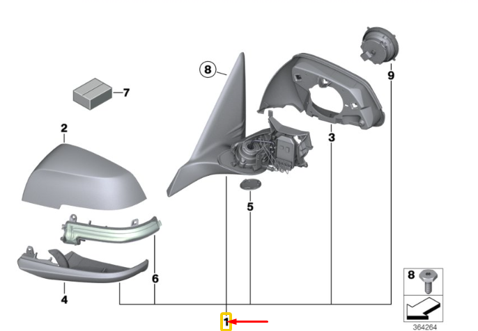 new bmw 1 f20 front right side wing mirror lhd 51167242746 original