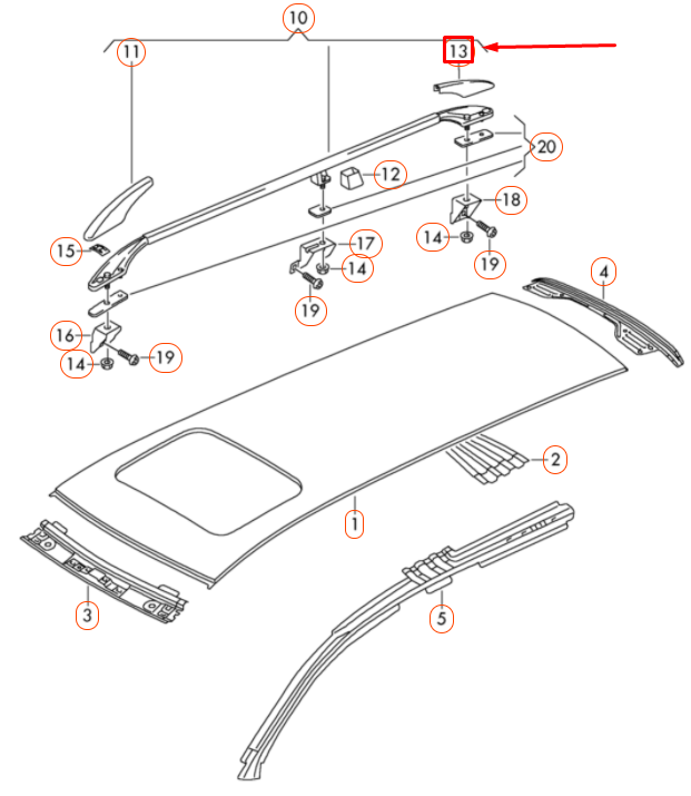NEW VW PASSAT VARIANT B6 REAR RIGHT ROOF RAIL COVER 3C9860150A9B9 ORIGINAL