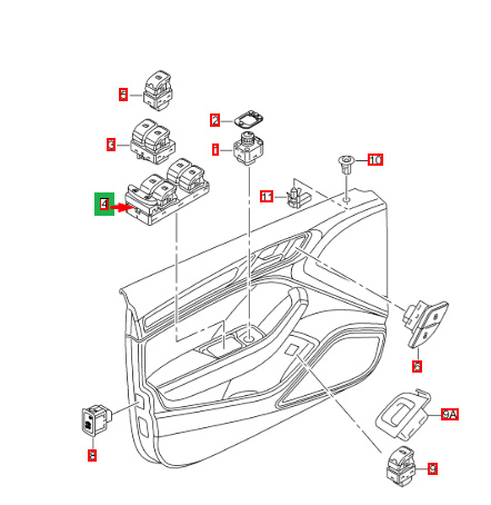 new audi a3 8v1 front left side door window regulator switch 8v0959851a original