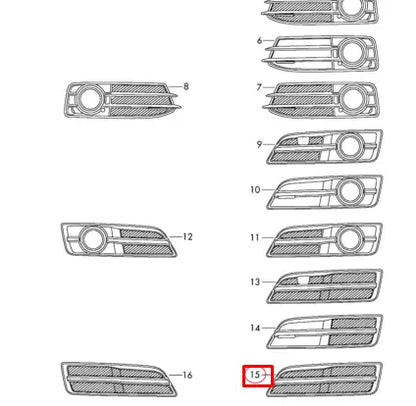 NEW AUDI A3 8P7 FRONT BUMPER LEFT SIDE LOWER GRILLE 8P0807681TT94