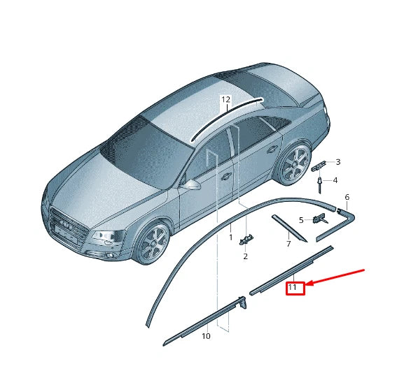 NEW AUDI A8 4H REAR RIGHT WINDOW SLOT SEAL WITH TRIM STRIP 4H4853764C2ZZ