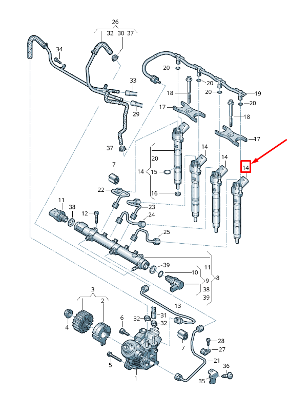 new vw passat b8 3g fuel injector 03n130277 original