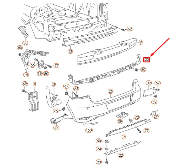 NEW VOLKSWAGEN GOLF MK6 REAR BUMPER CENTER SECURING STRIP 5K6807863