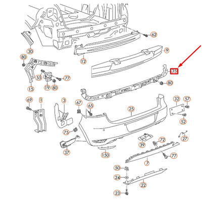 NEW VOLKSWAGEN GOLF MK6 REAR BUMPER CENTER SECURING STRIP 5K6807863