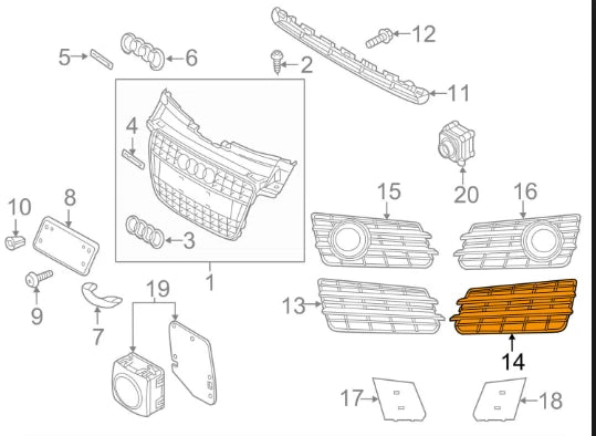 NEW AUDI A7 4G FRONT BUMPER LEFT GRILLE 4G8807647HBMT