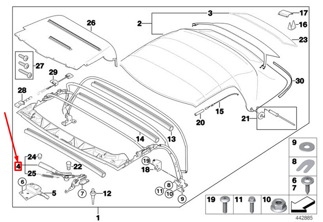 new bmw z3 e36 right folding top lock 54318411128 8411128 original