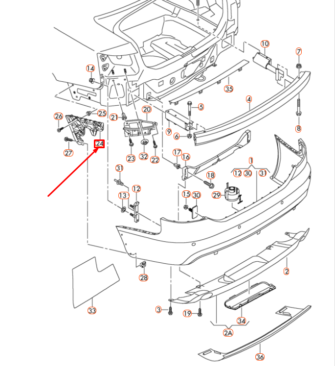 NEW AUDI A6 C6 REAR LEFT BUMPER GUIDE SECTION 4F5807453 ORIGINAL
