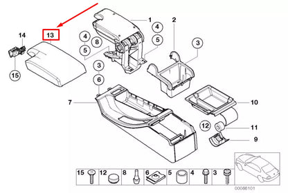 NEW BMW 3 E46 FRONT ARMREST LID 8229232 51168229232 ORIGINAL