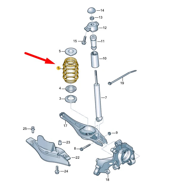 NEW VOLKSWAGEN GOLF MK7 REAR COIL SPRING 3Q0511115AK ORIGINAL