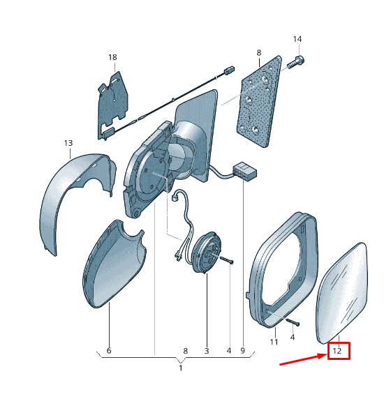 new vw caddy iv sa mk6 front left door mirror glass lhd 2k5857521d original