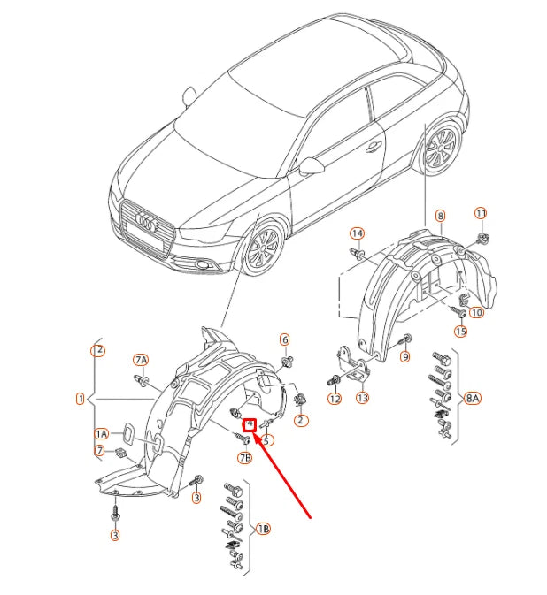 NEW AUDI A1 MK1 FRONT WHEEL ARCH LINING SECURING ELEMENT 4F0825429A