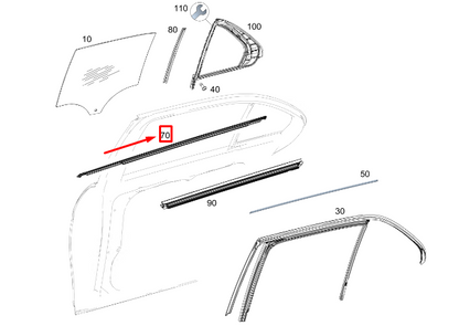 new mercedes-benz gls x167 rear rh outer window sealing rail a1677305211