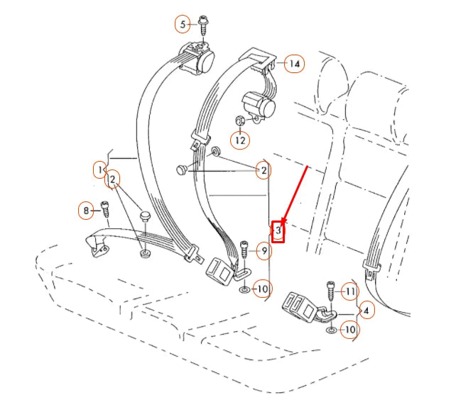 NEW VOLKSWAGEN GOLF MK6 REAR CENTER SEAT BELT 1K6857807AHRAA ORIGINAL