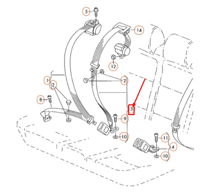 NEW VOLKSWAGEN GOLF MK6 REAR CENTER SEAT BELT 1K6857807AHRAA ORIGINAL