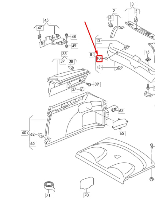 NEW VOLKSWAGEN BEETLE 9C REAR LIFTGATE BUMP STOP 1J6867815A9B9 ORIGINAL