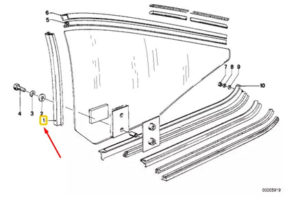 NEW BMW 6 E24 COUPE REAR LEFT WINDOW GUIDE 51361886969 1886969 ORIGINAL