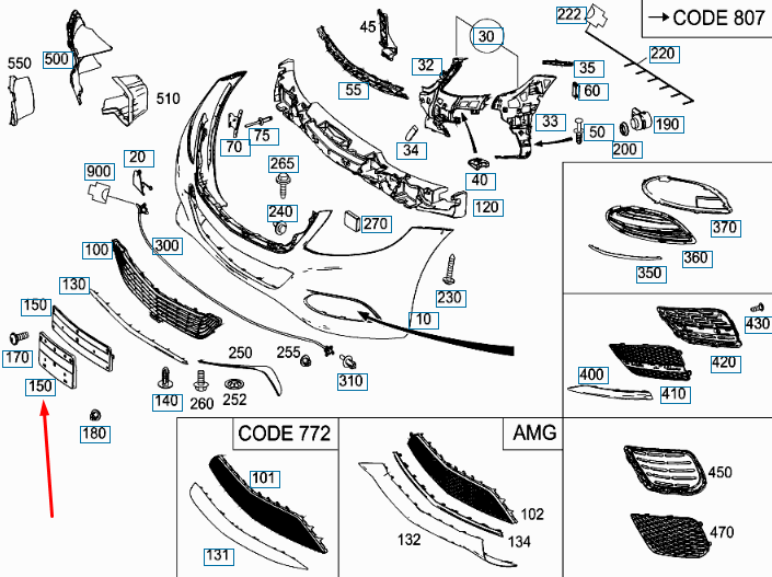 NEW MERCEDES-BENZ S W222 FRONT LICENSE PLATE HOLDER A2228800101 ORIGINAL
