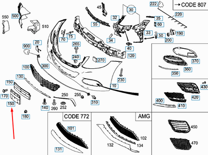 NEW MERCEDES-BENZ S W222 FRONT LICENSE PLATE HOLDER A2228800101 ORIGINAL