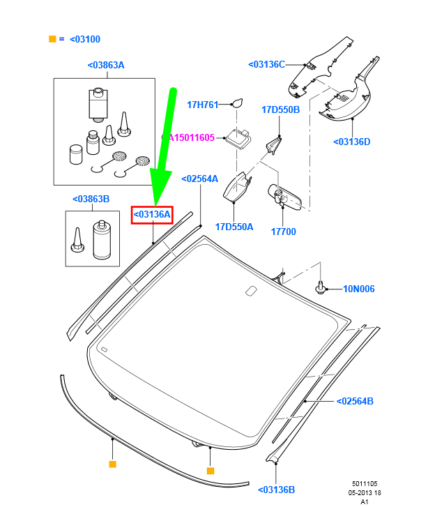 new ford s-max mk1 windshield right vertical trim 1676180 6m21-r03194-ag