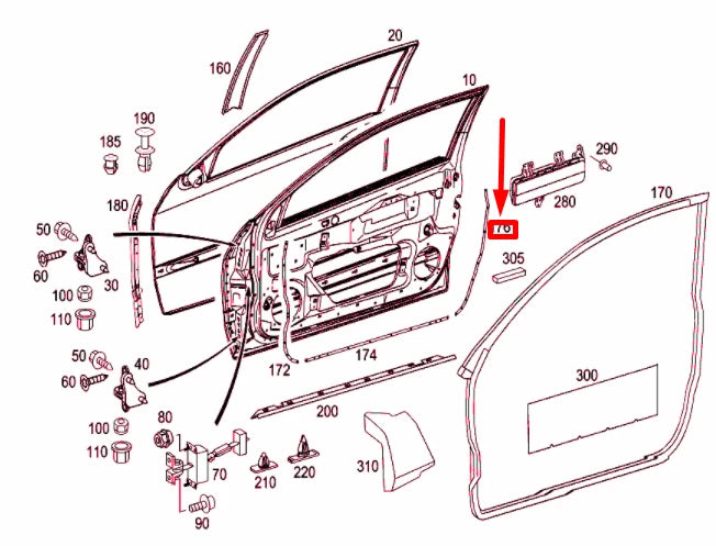 NEW MB C COUPE CL203 FRONT DOOR B-PILLAR BOTTOM LEFT RAIL A2037271335 ORIGINAL