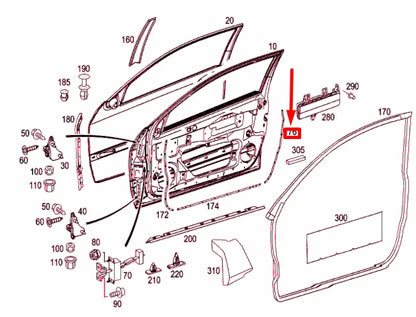 NEW MB C COUPE CL203 FRONT DOOR B-PILLAR BOTTOM LEFT RAIL A2037271335 ORIGINAL
