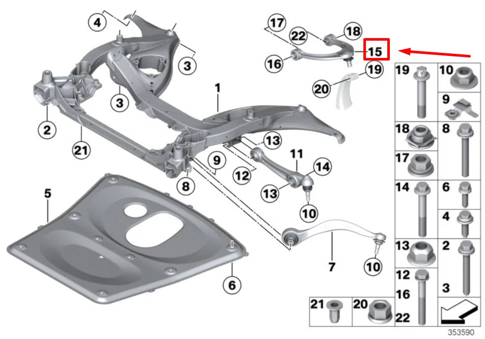NEW BMW 6 F06 FRONT RIGHT UPPER CONTROL ARM 2284982 31122284982 ORIGINAL