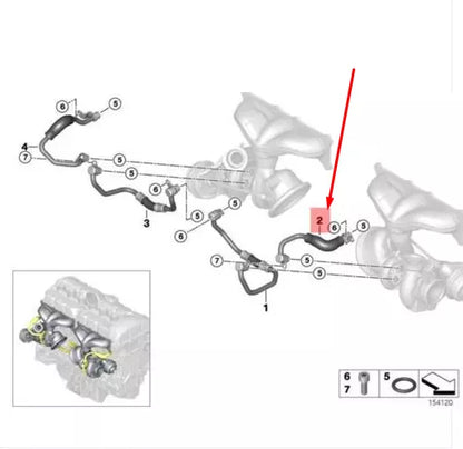 NEW BMW 3 E90 TURBOCHARGER COOLANT RETURN LINE 11537558900 7558900 ORIGINAL