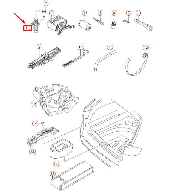 NEW VOLKSWAGEN PASSAT B8 SPARE WHEEL MOUNTING BOLT 3G0803899D ORIGINAL