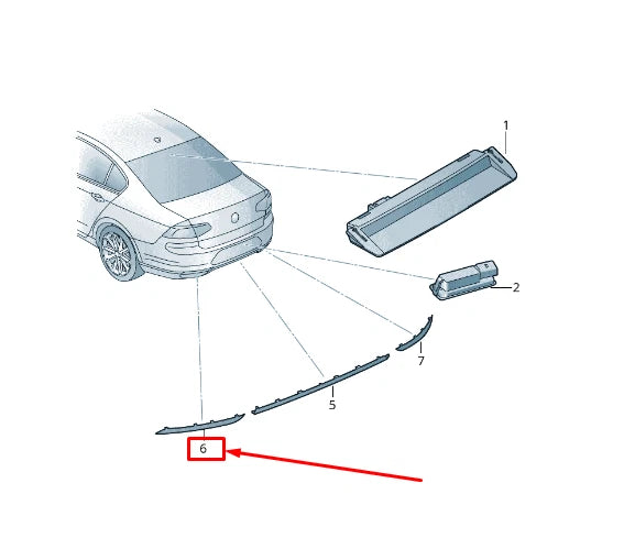NEW VW PASSAT B8 3G REAR LEFT OUTER BUMPER REFLECTOR 3G0945105D ORIGINAL