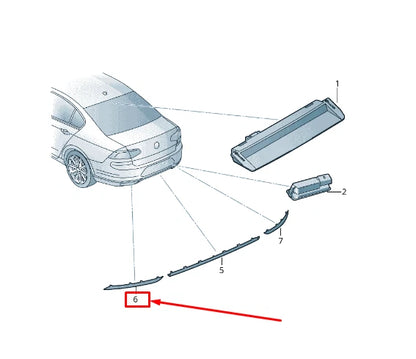 NEW VW PASSAT B8 3G REAR LEFT OUTER BUMPER REFLECTOR 3G0945105D ORIGINAL
