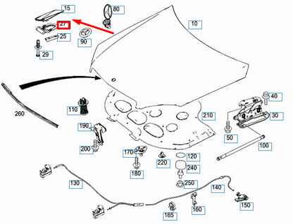 NEW MERCEDES-BENZ C W204 AMG ENGINE HOOD LEFT BRACKET A2048850041 ORIGINAL
